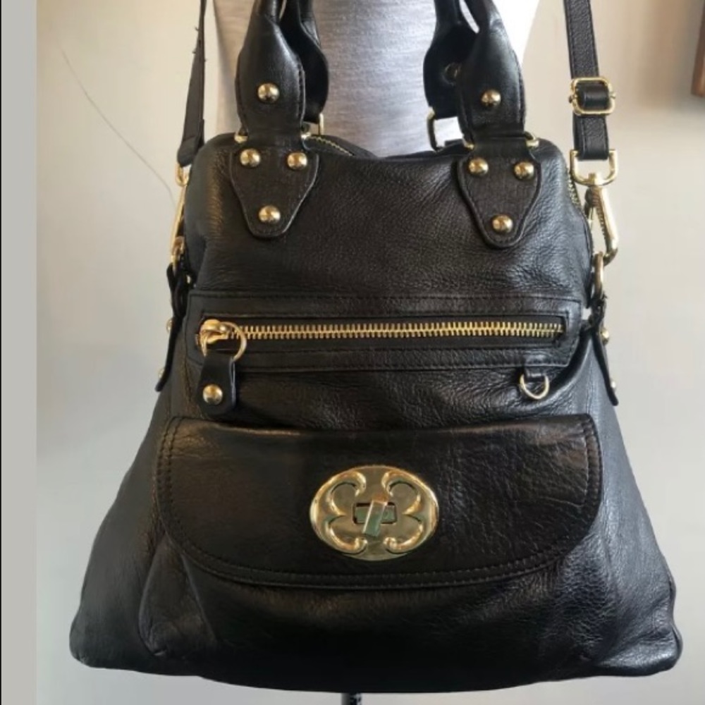 Emma fox black leather satchel